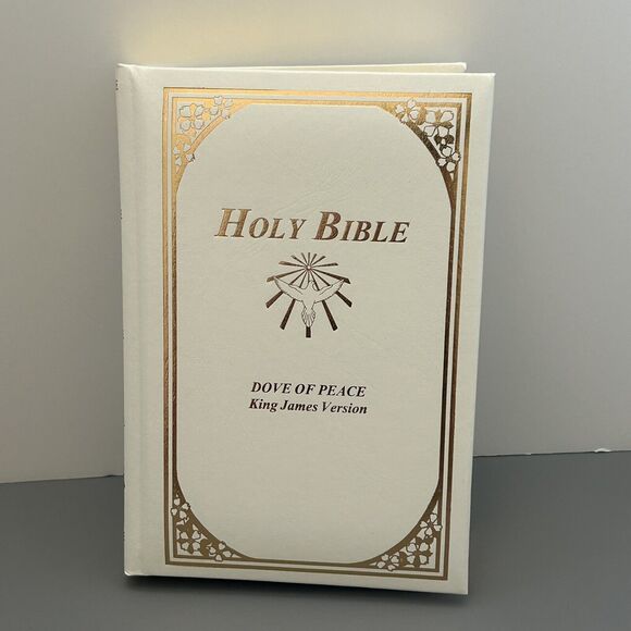 Holy Bible Dove Of Peace Edition KJV Illustrated White Hardcover Faux Leather - Picture 1 of 9